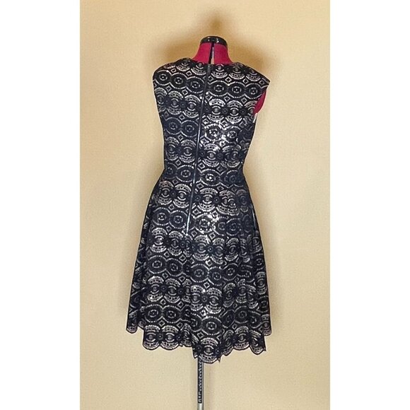 Vince Camuto Fit & Flare Black and Gold Lacey dress. Size 8 - Picture 2 of 4